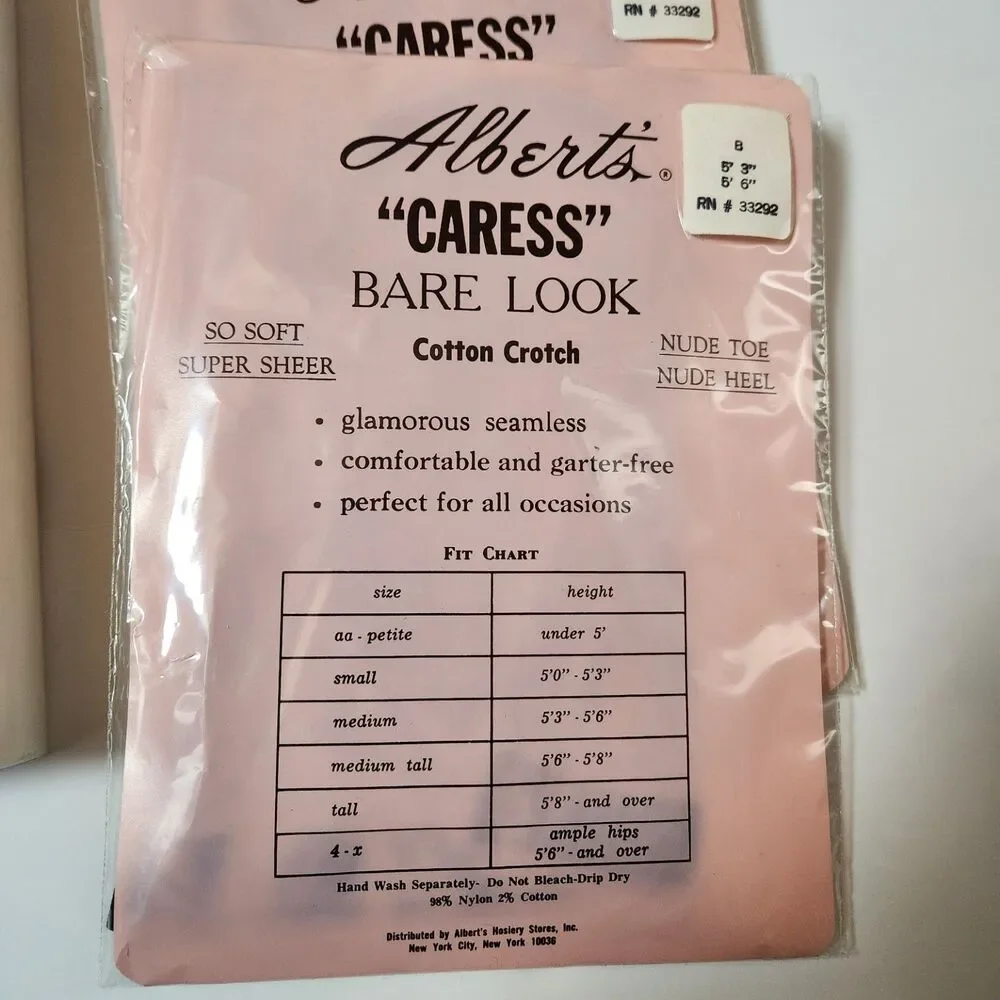 Albert’s Hosiery Vintage 3‑Pack Pantyhose Off Black Unopened